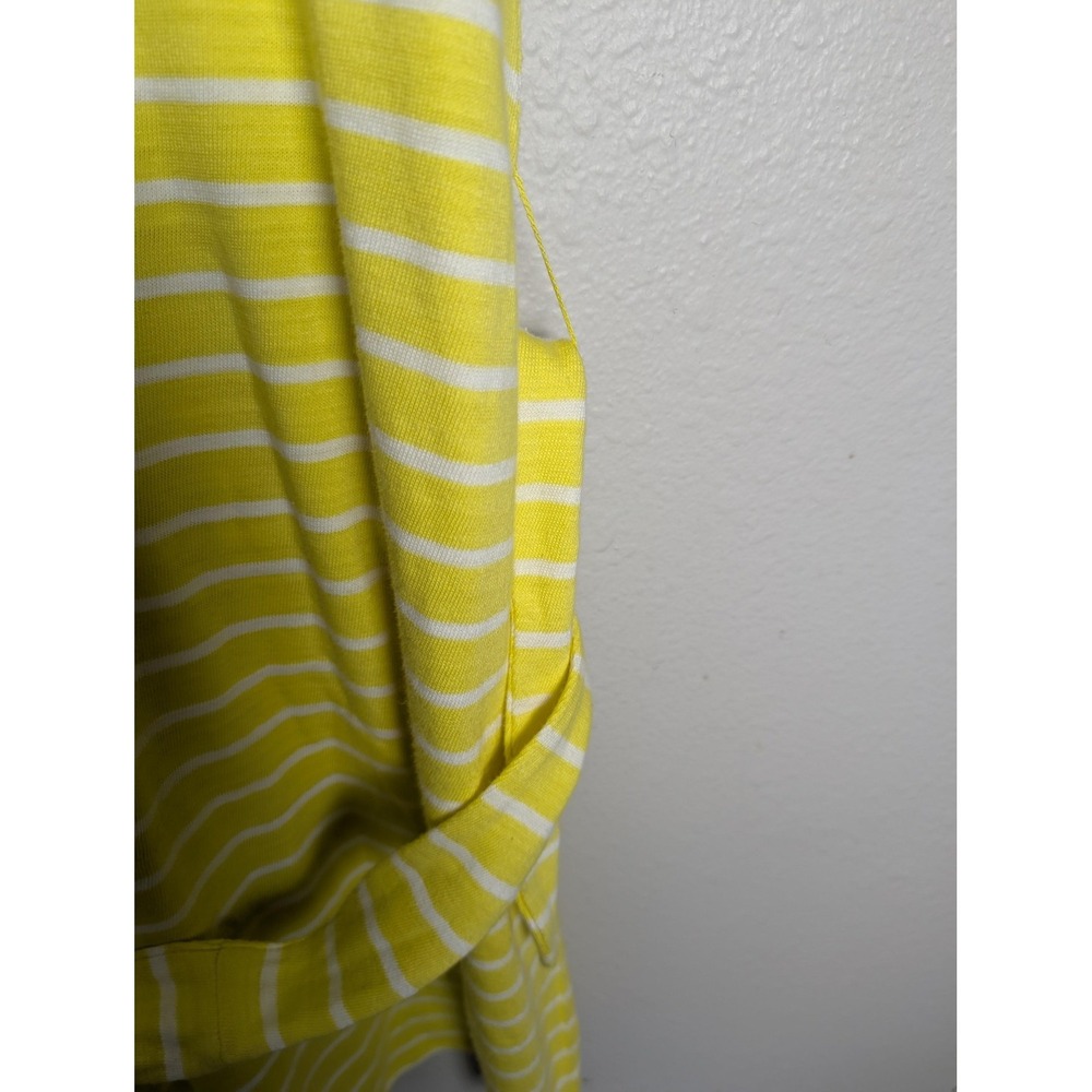 Lane Bryant Dress Womens 2X Yellow Stripe Jersey T Shirt V Neck‎ Belted Pockets - Picture 4 of 8